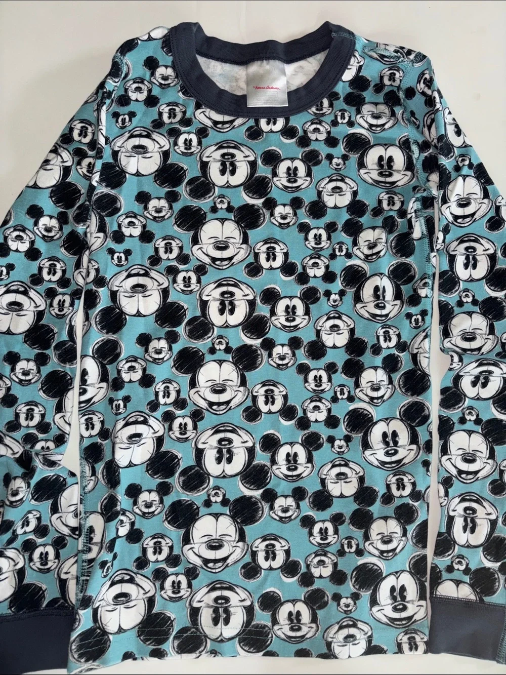 Hanna Anderson Disney Teal and Black Mickey Mouse Pajama Set